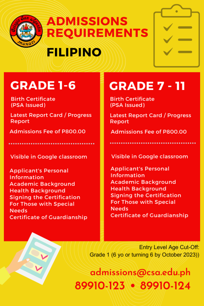 Admissions – Colegio San Agustin Makati