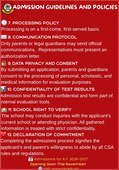 ADMISSION GUIDELINES AND POLICIES P2
