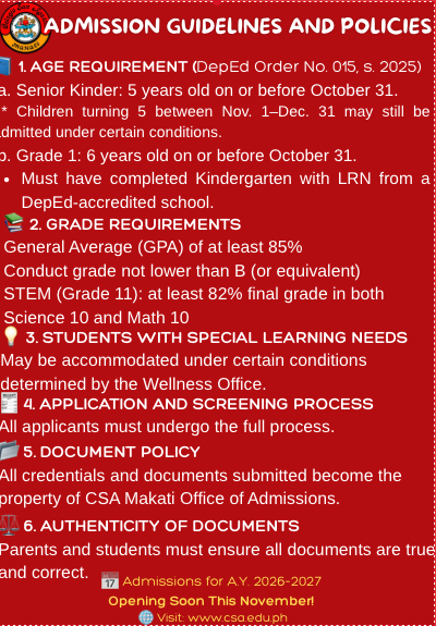 ADMISSION POLICIES & GUIDELINES P1